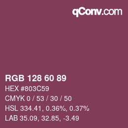 カラーコード: RGB 128 60 89 | qconv.com