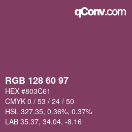 カラーコード: RGB 128 60 97 | qconv.com