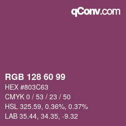 カラーコード: RGB 128 60 99 | qconv.com