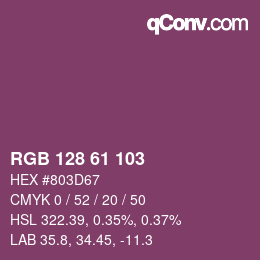 颜色代码: RGB 128 61 103 | qconv.com
