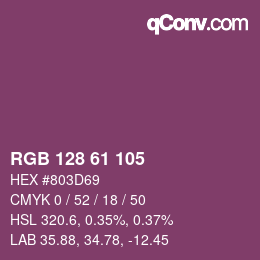 Color code: RGB 128 61 105 | qconv.com