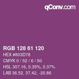 颜色代码: RGB 128 61 120 | qconv.com