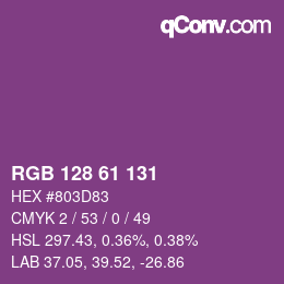 Color code: RGB 128 61 131 | qconv.com