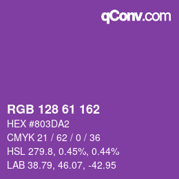 Color code: RGB 128 61 162 | qconv.com