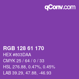 Color code: RGB 128 61 170 | qconv.com