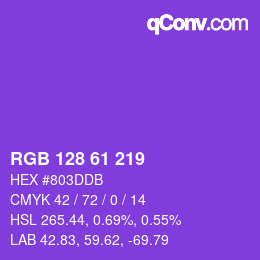 Color code: RGB 128 61 219 | qconv.com