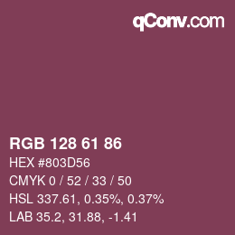 颜色代码: RGB 128 61 86 | qconv.com