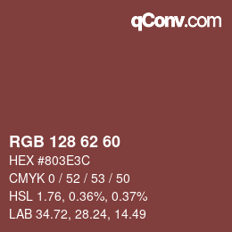 カラーコード: RGB 128 62 60 | qconv.com