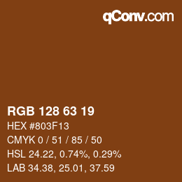 カラーコード: RGB 128 63 19 | qconv.com