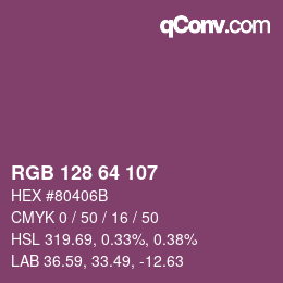 Color code: RGB 128 64 107 | qconv.com