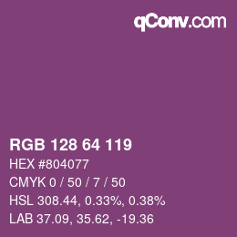 Color code: RGB 128 64 119 | qconv.com