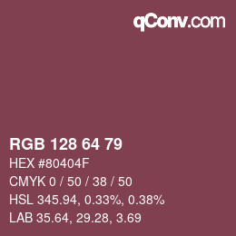 カラーコード: RGB 128 64 79 | qconv.com