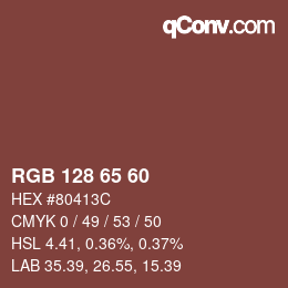 カラーコード: RGB 128 65 60 | qconv.com
