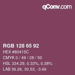 カラーコード: RGB 128 65 92 | qconv.com