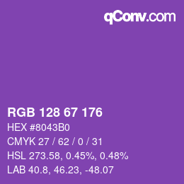 カラーコード: RGB 128 67 176 | qconv.com