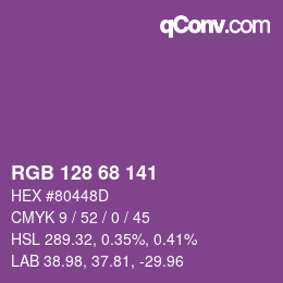 颜色代码: RGB 128 68 141 | qconv.com