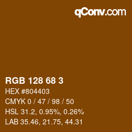 Color code: RGB 128 68 3 | qconv.com
