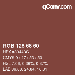 カラーコード: RGB 128 68 60 | qconv.com