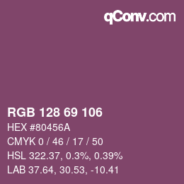 Color code: RGB 128 69 106 | qconv.com