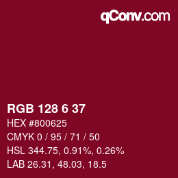 Color code: RGB 128 6 37 | qconv.com