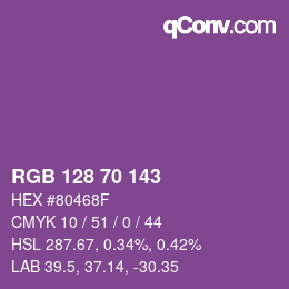 Color code: RGB 128 70 143 | qconv.com