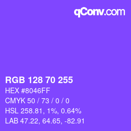 Color code: RGB 128 70 255 | qconv.com