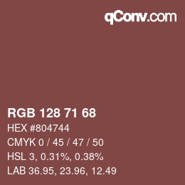 Color code: RGB 128 71 68 | qconv.com