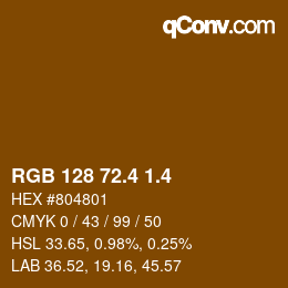 カラーコード: RGB 128 72.4 1.4 | qconv.com