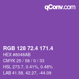 カラーコード: RGB 128 72.4 171.4 | qconv.com