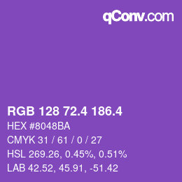 カラーコード: RGB 128 72.4 186.4 | qconv.com