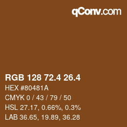 カラーコード: RGB 128 72.4 26.4 | qconv.com