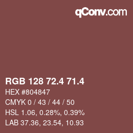 カラーコード: RGB 128 72.4 71.4 | qconv.com