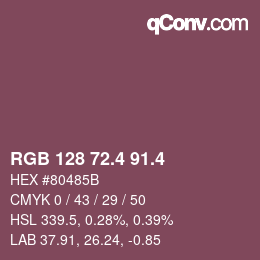 カラーコード: RGB 128 72.4 91.4 | qconv.com