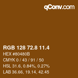 カラーコード: RGB 128 72.8 11.4 | qconv.com
