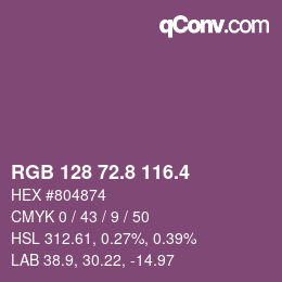 カラーコード: RGB 128 72.8 116.4 | qconv.com
