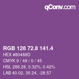 カラーコード: RGB 128 72.8 141.4 | qconv.com