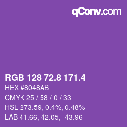 カラーコード: RGB 128 72.8 171.4 | qconv.com