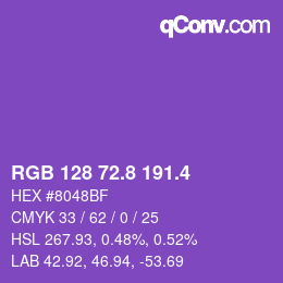 カラーコード: RGB 128 72.8 191.4 | qconv.com