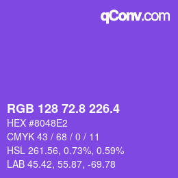 カラーコード: RGB 128 72.8 226.4 | qconv.com