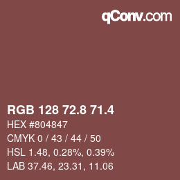 カラーコード: RGB 128 72.8 71.4 | qconv.com