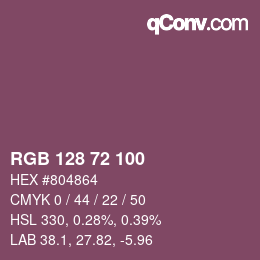 カラーコード: RGB 128 72 100 | qconv.com