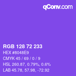 Color code: RGB 128 72 233 | qconv.com