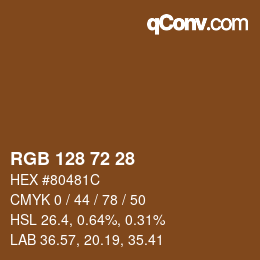 カラーコード: RGB 128 72 28 | qconv.com