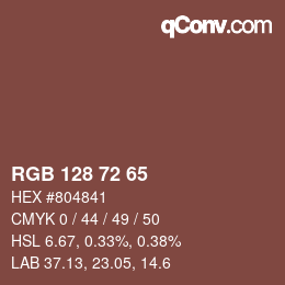 颜色代码: RGB 128 72 65 | qconv.com