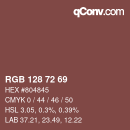 Color code: RGB 128 72 69 | qconv.com