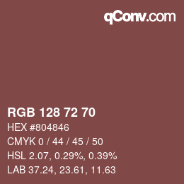 Color code: RGB 128 72 70 | qconv.com