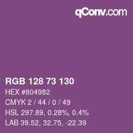 Color code: RGB 128 73 130 | qconv.com