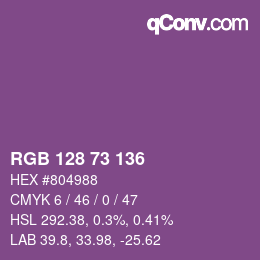 颜色代码: RGB 128 73 136 | qconv.com