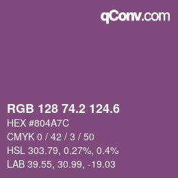 カラーコード: RGB 128 74.2 124.6 | qconv.com