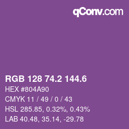 カラーコード: RGB 128 74.2 144.6 | qconv.com